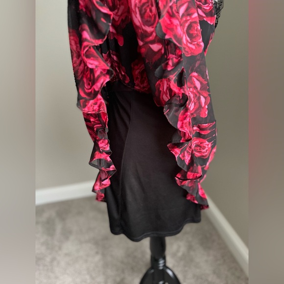 Royal Bones Gothic Emo Bleeding Roses Mini Dress - Picture 9 of 11